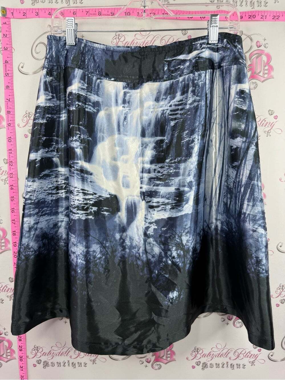 CRISCA skirt waterfall image nature Blue & white Waterfall-Print A-Line Skirt